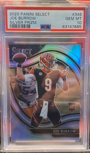 Joe Burrow 2020 Panini Select Field Level Silver Prizm 346 PSA 10