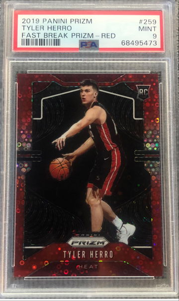TYLER HERRO 2019 20 PANINI PRIZM FAST BREAK #259 RC RED PRIZM /125 PSA 9 HEAT