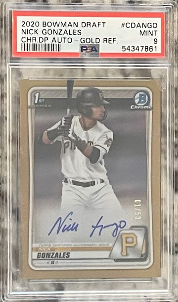 2020 Bowman Draft Gold Refractor Auto Nick Gonzales 01/50 PSA 9