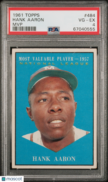 1961 Topps Baseball #484 Hank Aaron PSA 4 MVP NICE CENTERING!