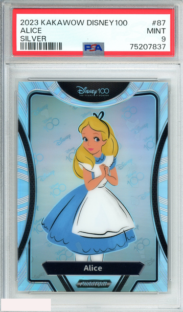 2023 KAKAWOW DISNEY100 WONDROUS CHARACTER ALICE #87 SILVER HOLO PSA 9 MINT