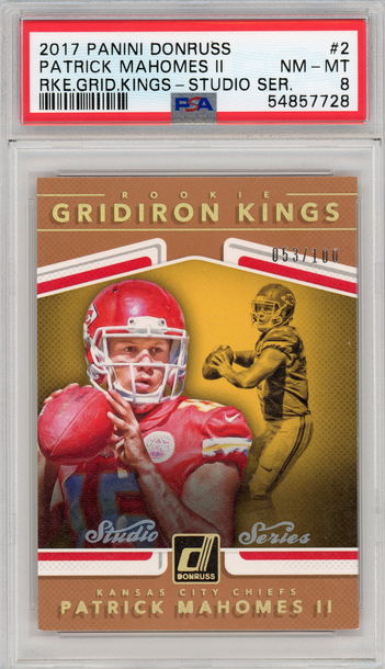 2017 Donruss Patrick Mahomes Rookie Gridiron Kings Studio Series #d 53/100 PSA 8 Chiefs RC