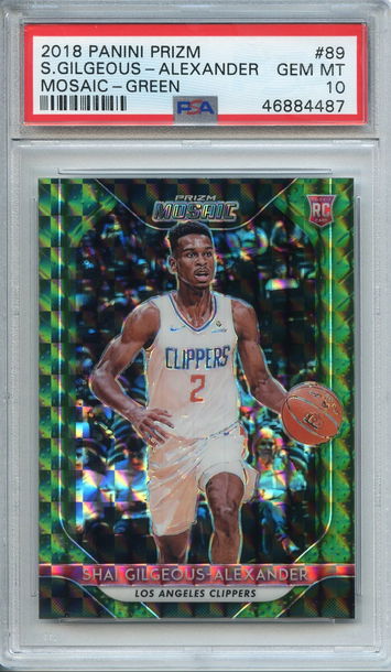 Shai Gilgeous Alexander Gilgeous-Alexander Green Mosaic Prizm PSA 10 NEP