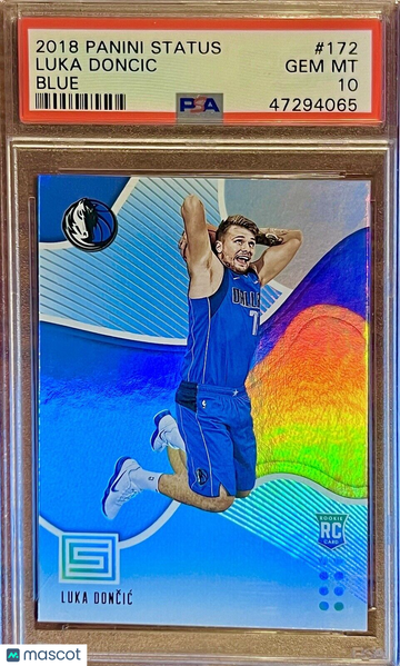 PSA 10 RC Luka Doncic 2018-19 Panini Blue Holo True Rookie Team Color Match Rare