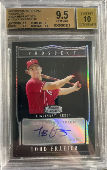 2007 Bowman Sterling Prospects Black Refractors /25 #TF Todd Frazier Auto BGS 9.5/10
