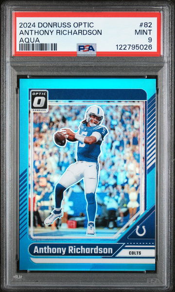 2024 Panini Donruss Optic Aqua Anthony Richardson #82 /299 PSA 9