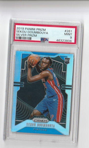 PSA 9 MINT 2019 PANINI PRIZM SILVER PRIZM SEKOU DOUMBOUYA ROOKIE CARD CARD #261