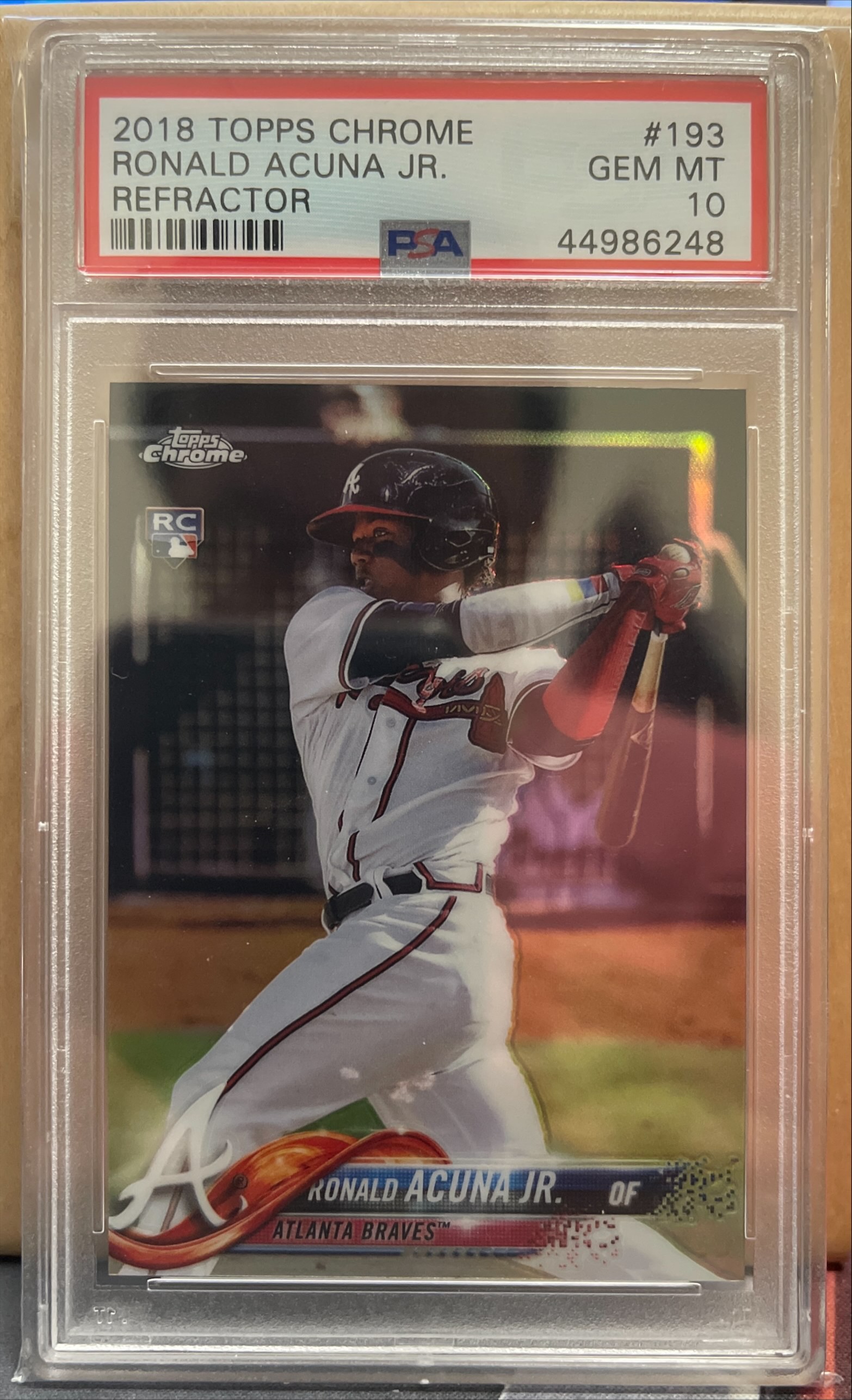 2018 Topps Chrome Rookie Refractor RONALD ACUNA JR card rc PSA 10