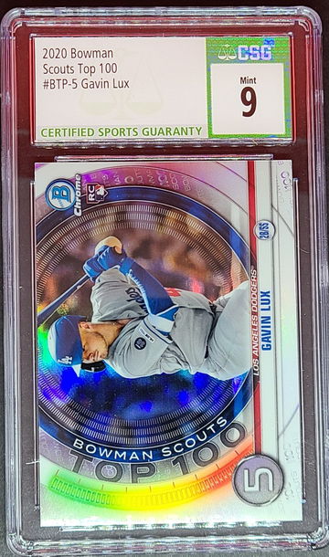 2020 Bowman #BTP5 Gavin Lux RC CSG Mint 9