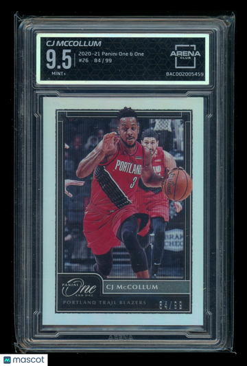 2021 2020-21 Panini One & One CJ McCollum #26 /99 Arena Club 9.5