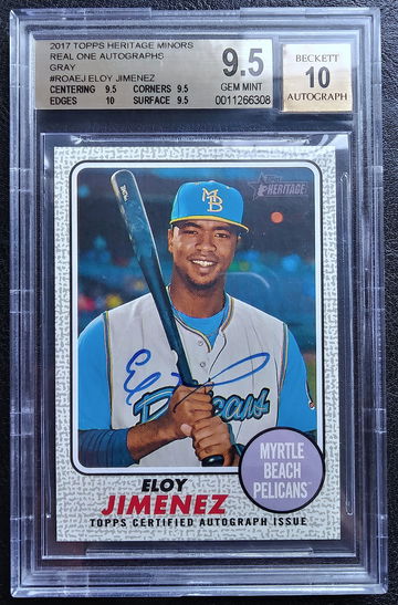 ELOY JIMENEZ 2017 HERITAGE MINORS REAL ONE AUTO GRAY #ROA-EJ