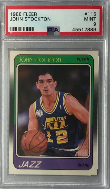 John Stockton Rookie - 1988 Fleer #115 - PSA 9 Mint