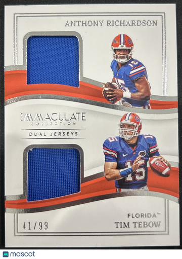 2023 Panini Immaculate Collection Tim Tebow Anthony Richardson #IDJ-AT /99 Dual Jerseys