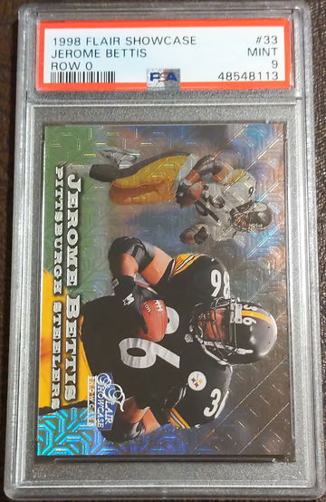 1998 Flair Showcase, #/500, Row 0, #33, Jerome Bettis, PSA 9