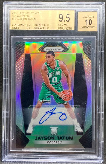 2017-18 Prizm Jayson Tatum #16 Rc Silver Prizms Auto BGS 9.5