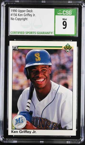 RARE Ken Griffey Jr No Copyright ERROR 2nd Year 1990 Upper Deck CSG 9 MINT