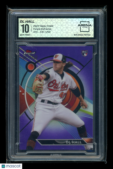 2023 Topps Finest DL Hall #73 Purple Refractor /250 RC Arena Club 10