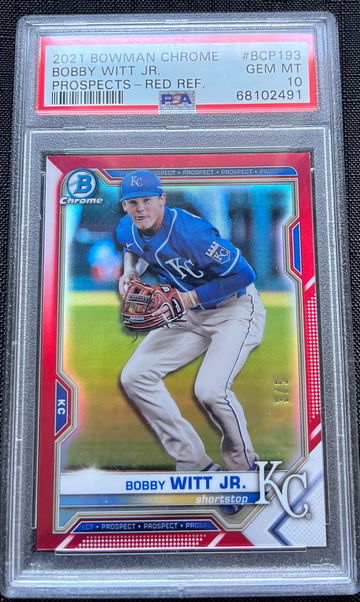 2021 Bowman Chrome Bobby Witt Jr. TRUE Red Refractor 3/5 PSA 10 GEM MINT POP 2🔥