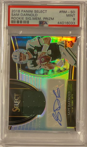 2018 Panini Select Sam Darnold Rookie Signature Mem. /49 PSA MINT/9