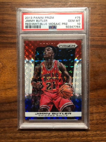 2013 Panini Prizm Red White Blue Mosaic Jimmy Butler PSA 10