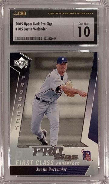 2005 Upper Deck Justin Verlander Pro Sigs CSG 10 GEM MINT