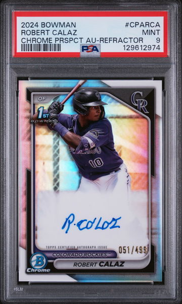 2024 Bowman Chrome Prospect Autograph Refractor Robert Calaz #CPARCA /499 PSA 9