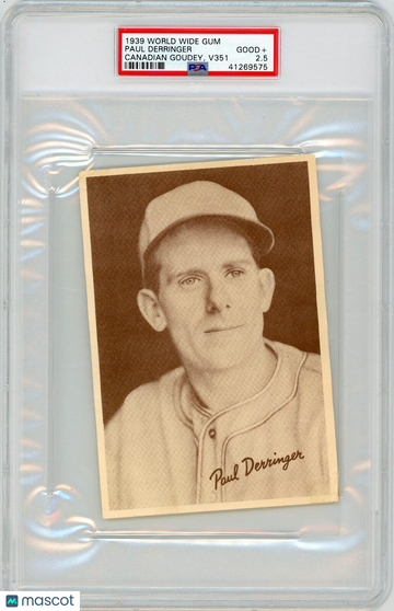1939 World Wide Gum V351 Paul Derringer Canadian Goudey PSA 2.5 P1297