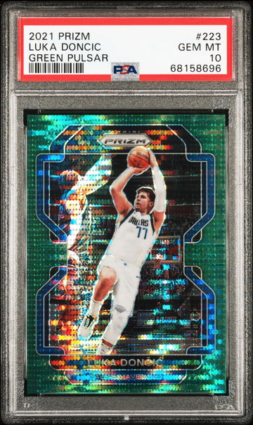 2021 Panini Prizm 223 Luka Doncic Green Pulsar /25 PSA 10