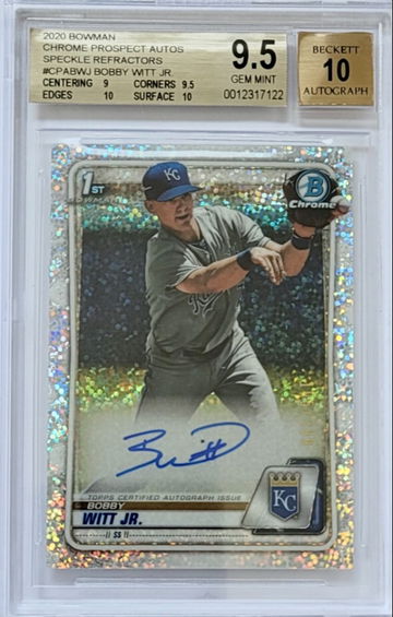 2020 bowman bobby witt jr speckle autograph bgs 9.5