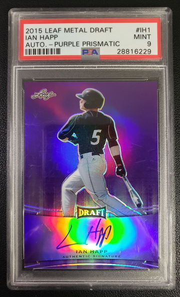 Ian Happ 2015 Leaf Draft Purple Refractor RC On Card Auto /25 Autograph PSA 9