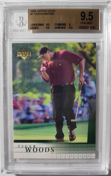 2001 Upper Deck Tiger Woods RC BGS 9.5
