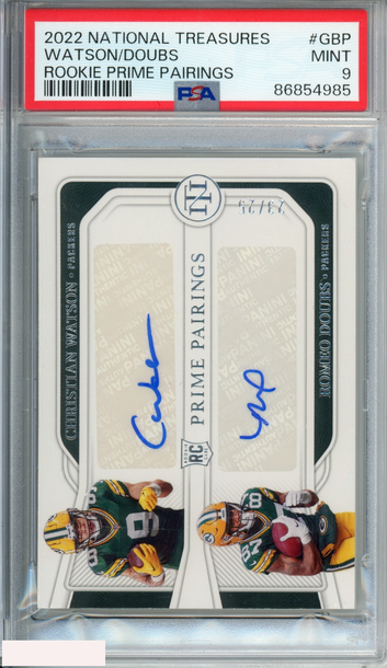 2022 NATIONAL TREASURES ROOKIE PRIME PAIRINGS AUTO WATSON DOUBS #GBP OF 25 PSA 9