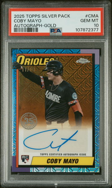 2025 Topps Silver Pack Gold Coby Mayo #CMA RC Auto /50 PSA 10