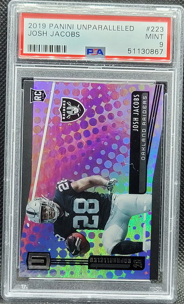 2019 Unparalleled #223 Josh Jacobs Rookie RC PSA 9 Las Vegas Raiders