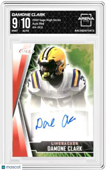 2022 SAGE High Series Damone Clark #A-DC3 Auto Red Arena Club 9 Auto 10