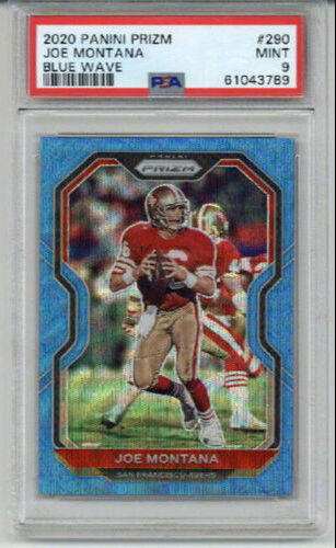 2020 PANINI PRIZM BLUE WAVE #290 JOE MONTANA CARD 49ERS LE 37/199 PSA 9 LOW POP