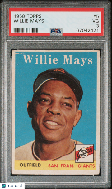 1958 Topps Baseball Willie Mays #5 PSA 3