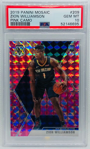 2019 Panini Mosaic Zion Williamson Pink Camo #209 RC PSA 10 GEM MINT