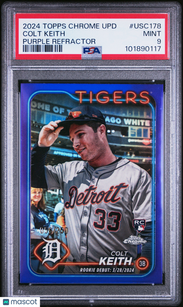 2024 Topps Chrome Update Colt Keith #USC178 Purple Refractor PSA 9