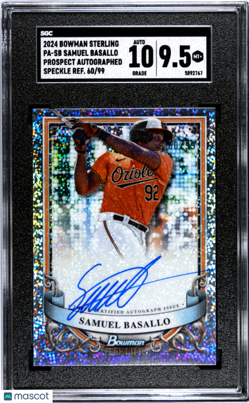 2024 Bowman Sterling Samuel Basallo #PA-SB Prospect Autograph Speckle Refractor SGC 9.5 Auto 10