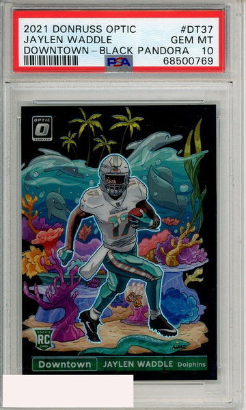 2021 PANINI DONRUSS OPTIC DOWNTOWN JAYLEN WADDLE #DT37 BLACK PANDORA PSA 10