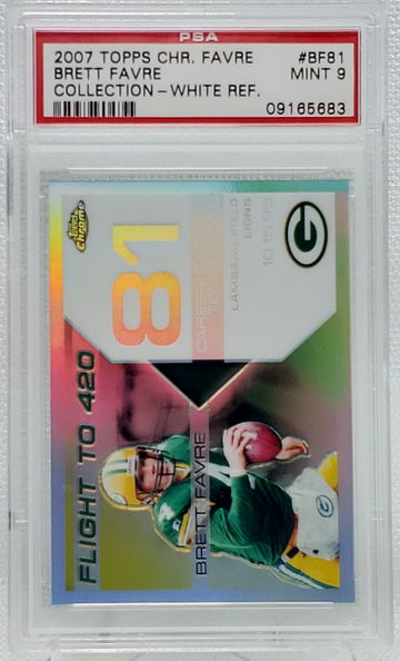 2008 Topps Chrome Flight to 420 Brett Favre White Refractor #'d /100 PSA 9 Pop 2 