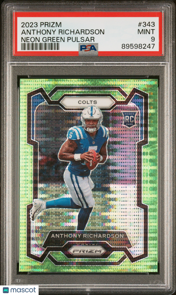 2023 Panini Prizm Anthony Richardson #343 Neon Green Pulsar PSA 9
