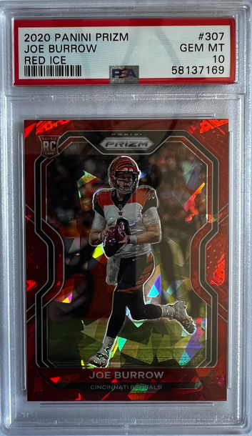 2020 Panini Prizm Joe Burrow Red Ice PSA 10