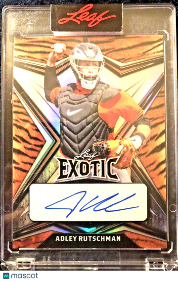 ADLEY RUTSCHMAN 2022 Leaf Exotic AUTO Tiger Skin Parallel SP #4/10 Orioles