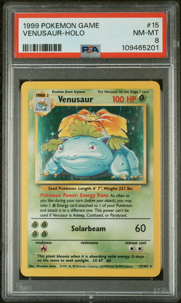 1999 Pokemon Base Set Holo Venusaur #15 PSA 8