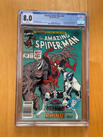 Amazing Spider-Man #344 CGC 8.0 Newsstand Edition White Pages 