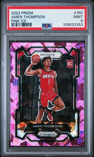 2023 Panini Prizm Pink Ice Prizm Amen Thompson #150 PSA 9