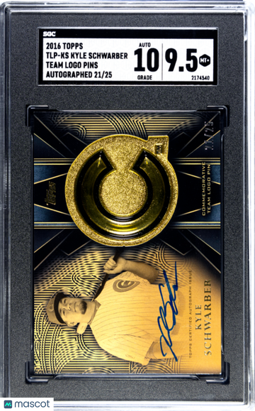 2016 Topps Kyle Schwarber #TLP-KS Team Logo Pins Autograph SGC 9.5 Auto 10
