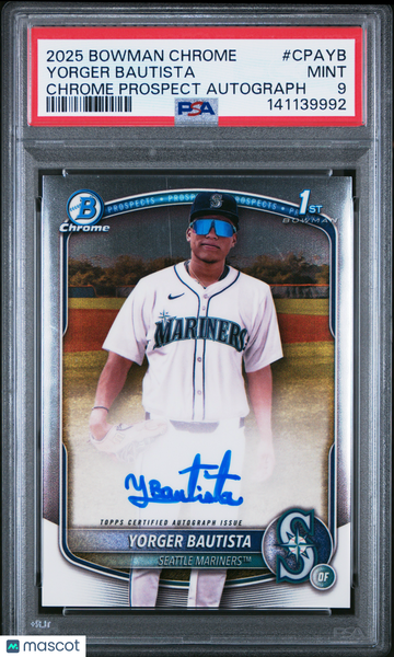 2025 Bowman Chrome Prospect Autographs Yorger Bautista #CPAYB Rookie PSA 9